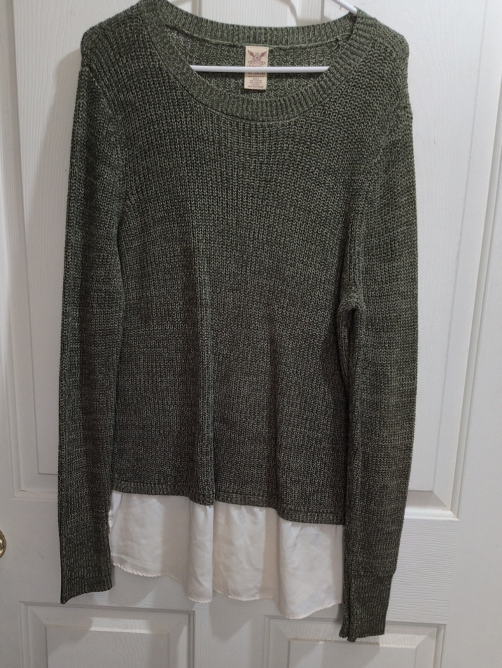 Olive Green Layered Hem Sweater - Women